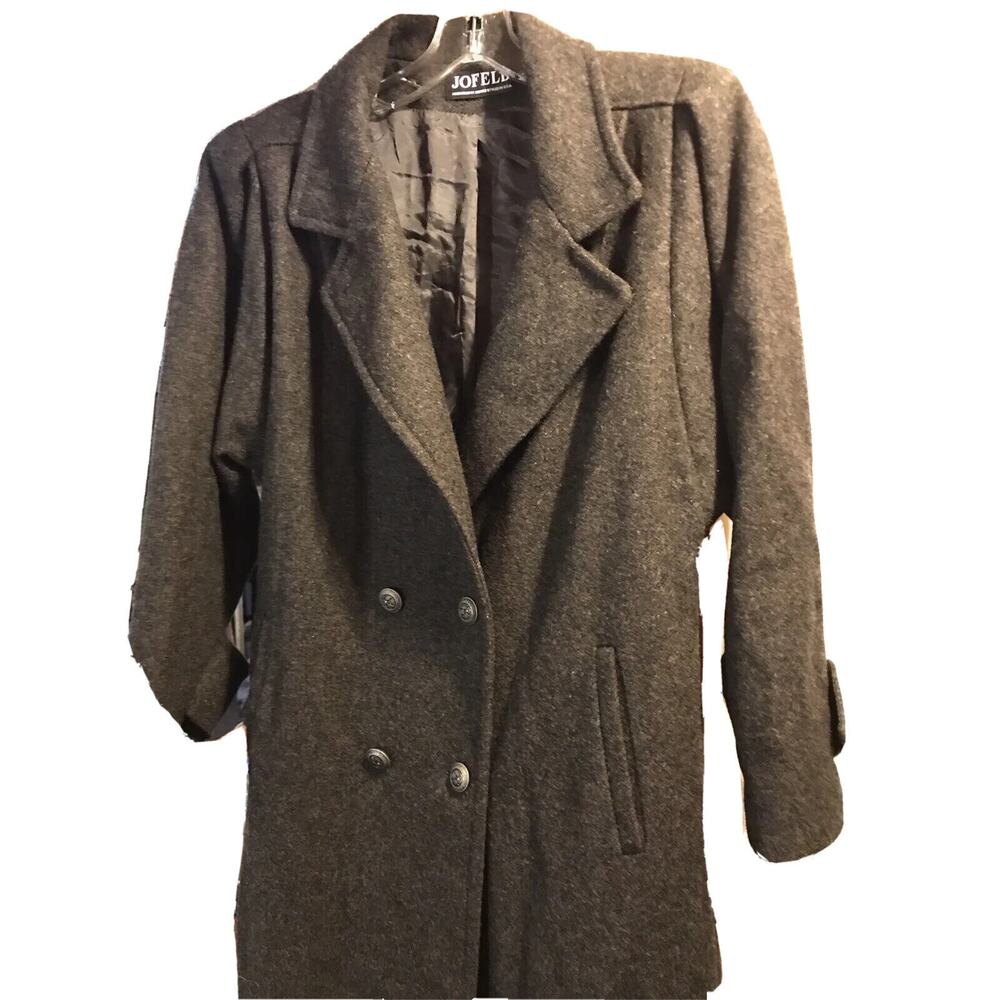 Jofeld Vintage Women’s Gray Wool Nylon Button Coat Unsized 22x45